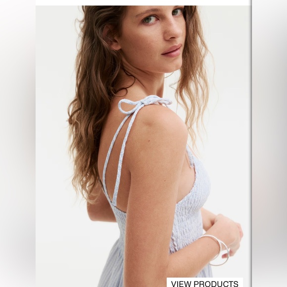 H&M Tie-Shoulder-Strap Smocked Dress - Picture 3 of 10